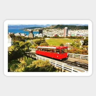 Wellington Cable Car On A Sunny Day Sticker